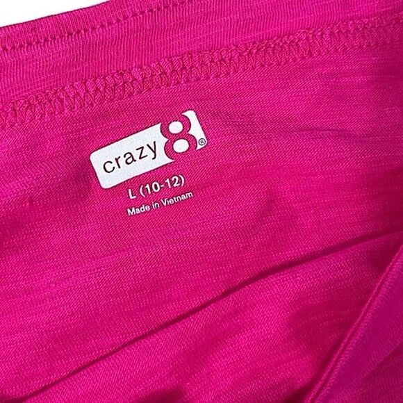 🌴 NEW Crazy 8 Solid Raspberry Boatneck Long Sleeve Top Girls L(10-12) Pink - Picture 4 of 9